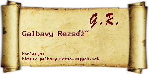 Galbavy Rezső névjegykártya